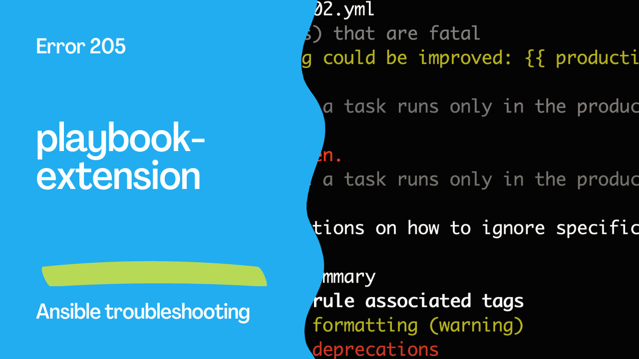 Ansible troubleshooting - Error 205: playbook-extension