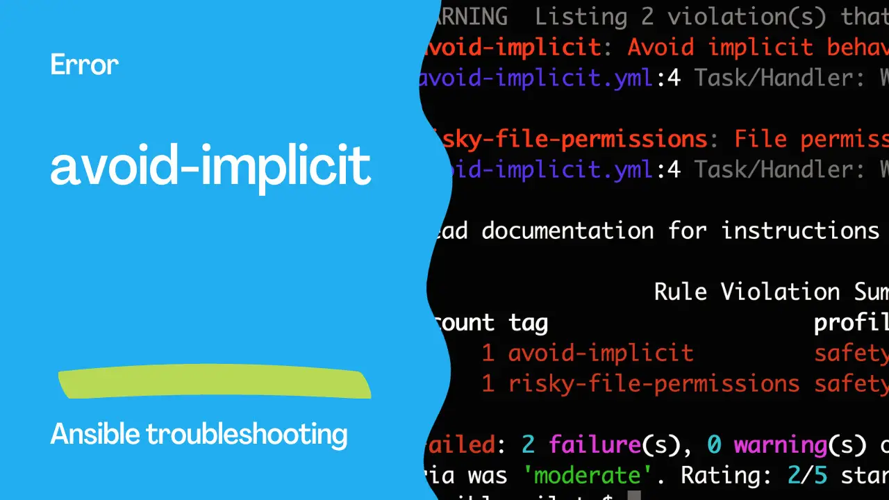 Ansible troubleshooting - Error avoid-implicit