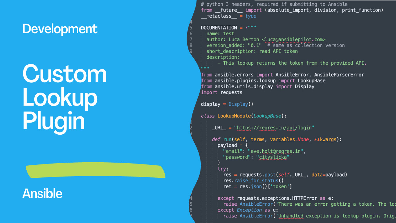 Creating a Custom Ansible Lookup Plugin in Python for retrieving API token