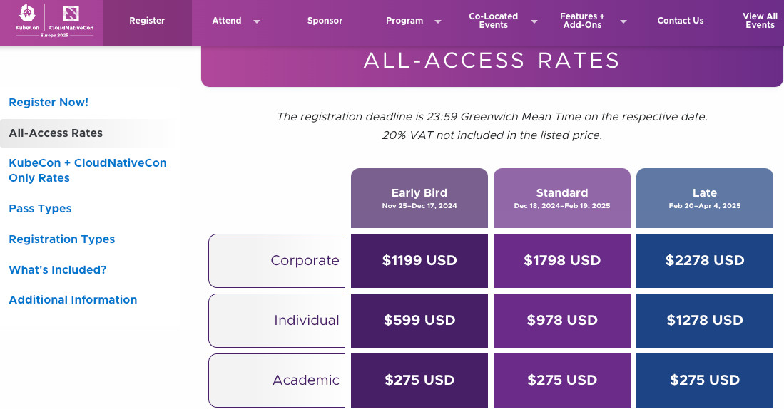 KubeCon 2025 Early Bird Tickets