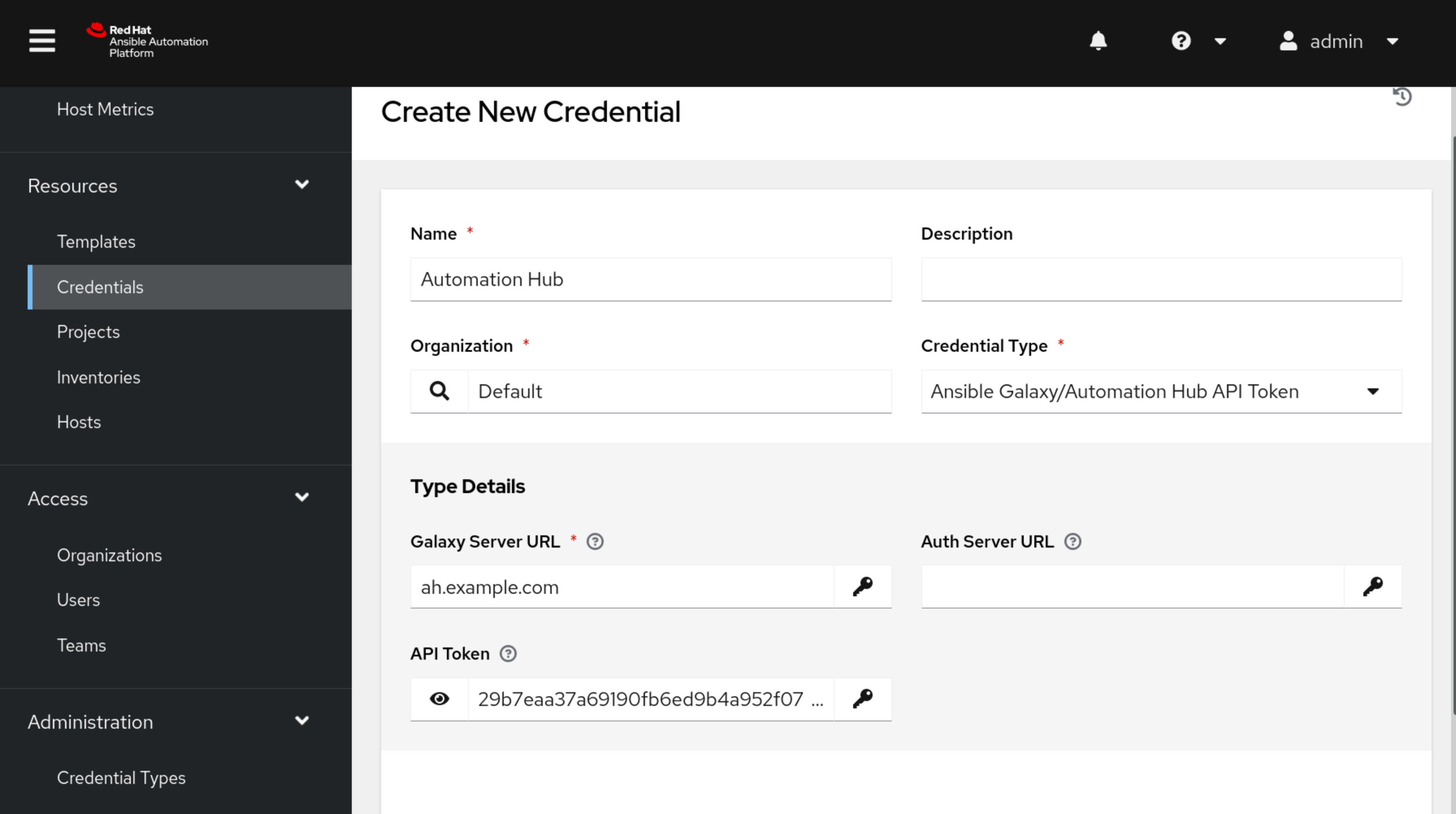 Automation Controller New Credential