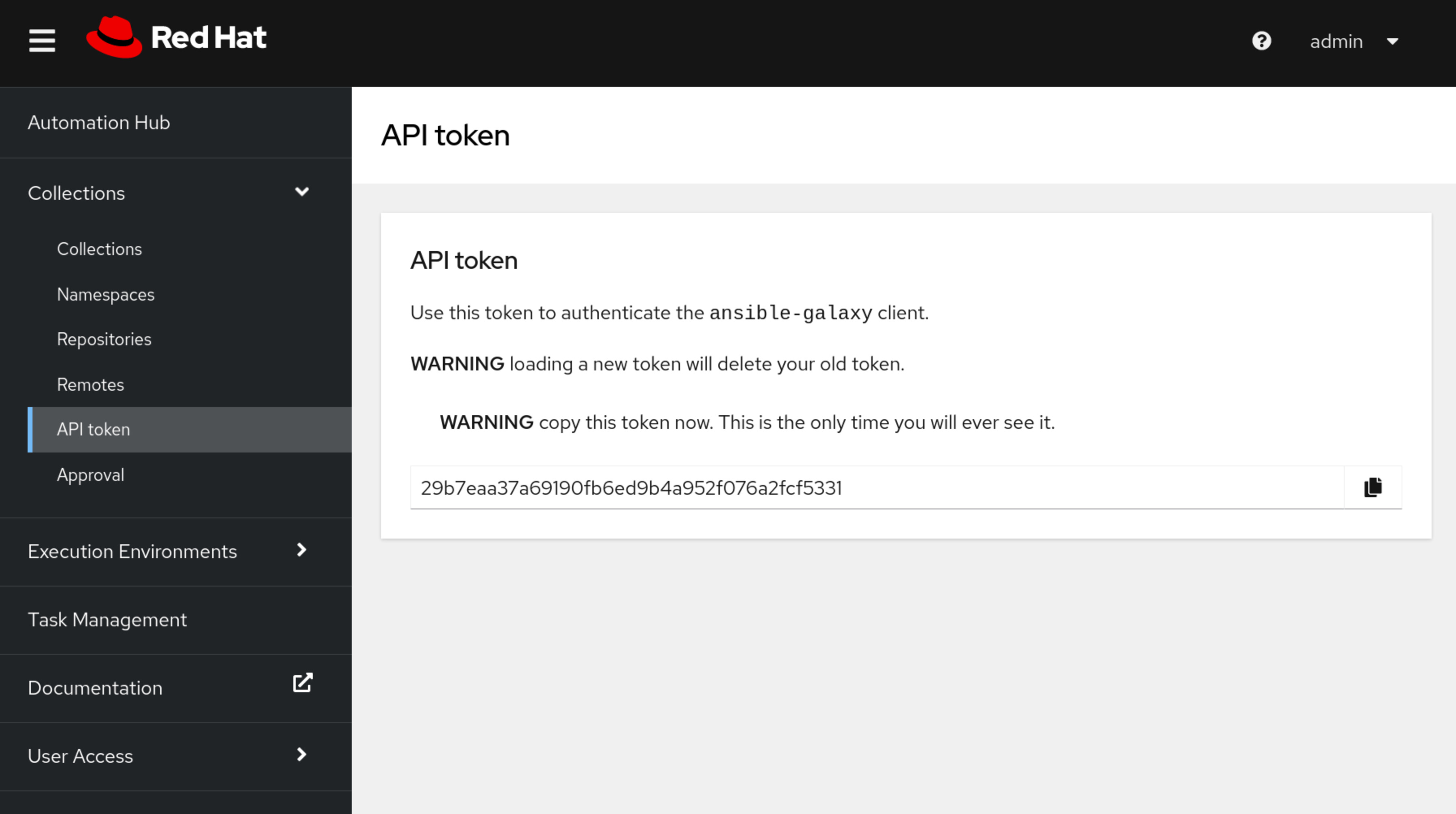 Private Automation Hub API Token