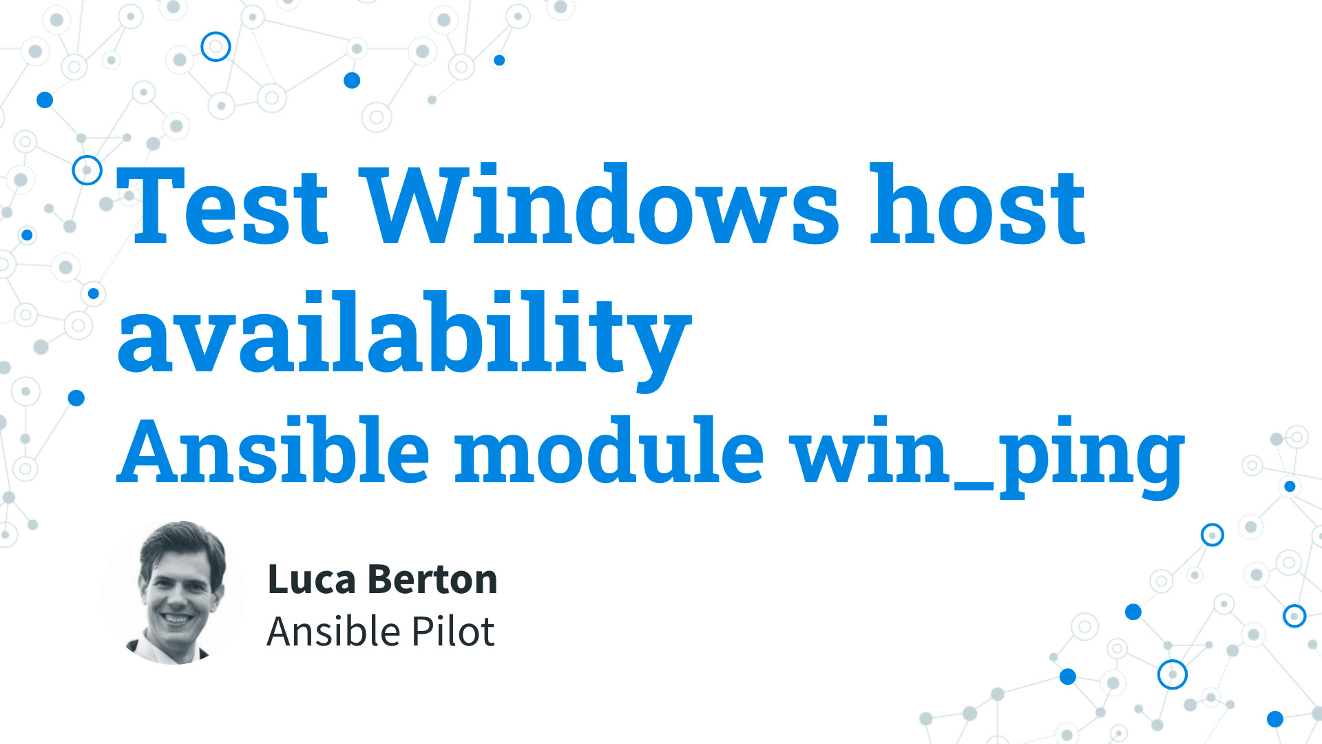 Test Windows host availability - Ansible module win_ping