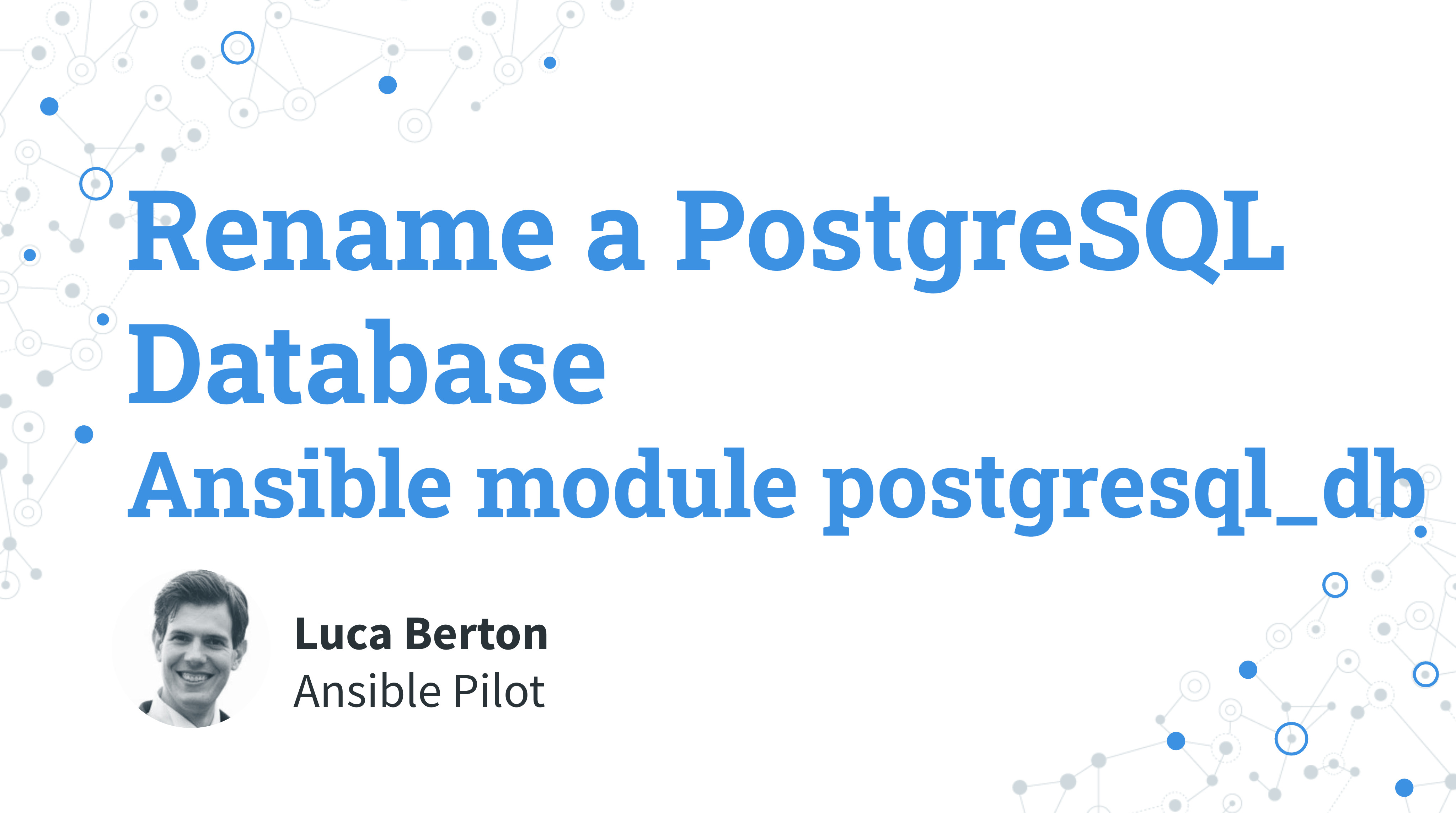 Rename a PostgreSQL Database - Ansible module postgresql_db